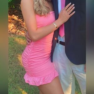 Fashion Nova Ruched Ruffle Strapless Mini Dress XS perfect for homecoming dance